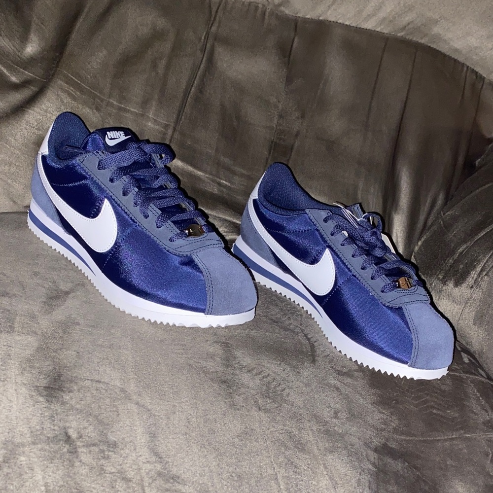 Nike Satin Cortez Sneakers in Navy & White